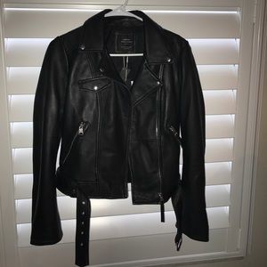 ZARA Belted Leather Moto Jacket - Med (fits like a Small)
